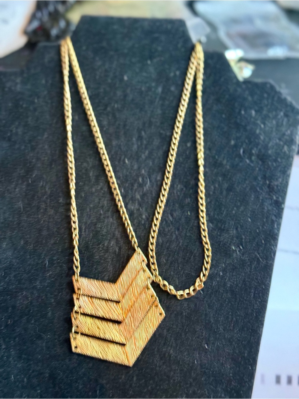 Gold Chevron Pendant Necklace - Women's Jewelry